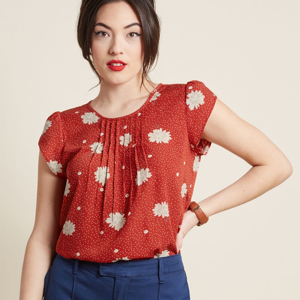 Modcloth Floral Print Short Sleeve Top